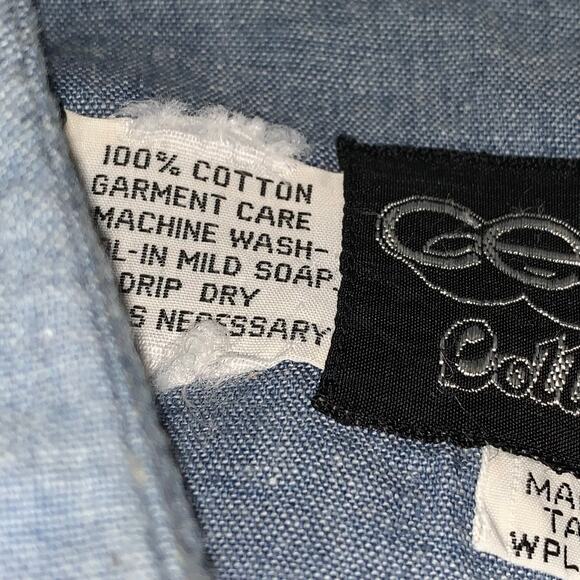 Vintage 70's 80's Cellini blue button up sz L - Picture 5 of 9